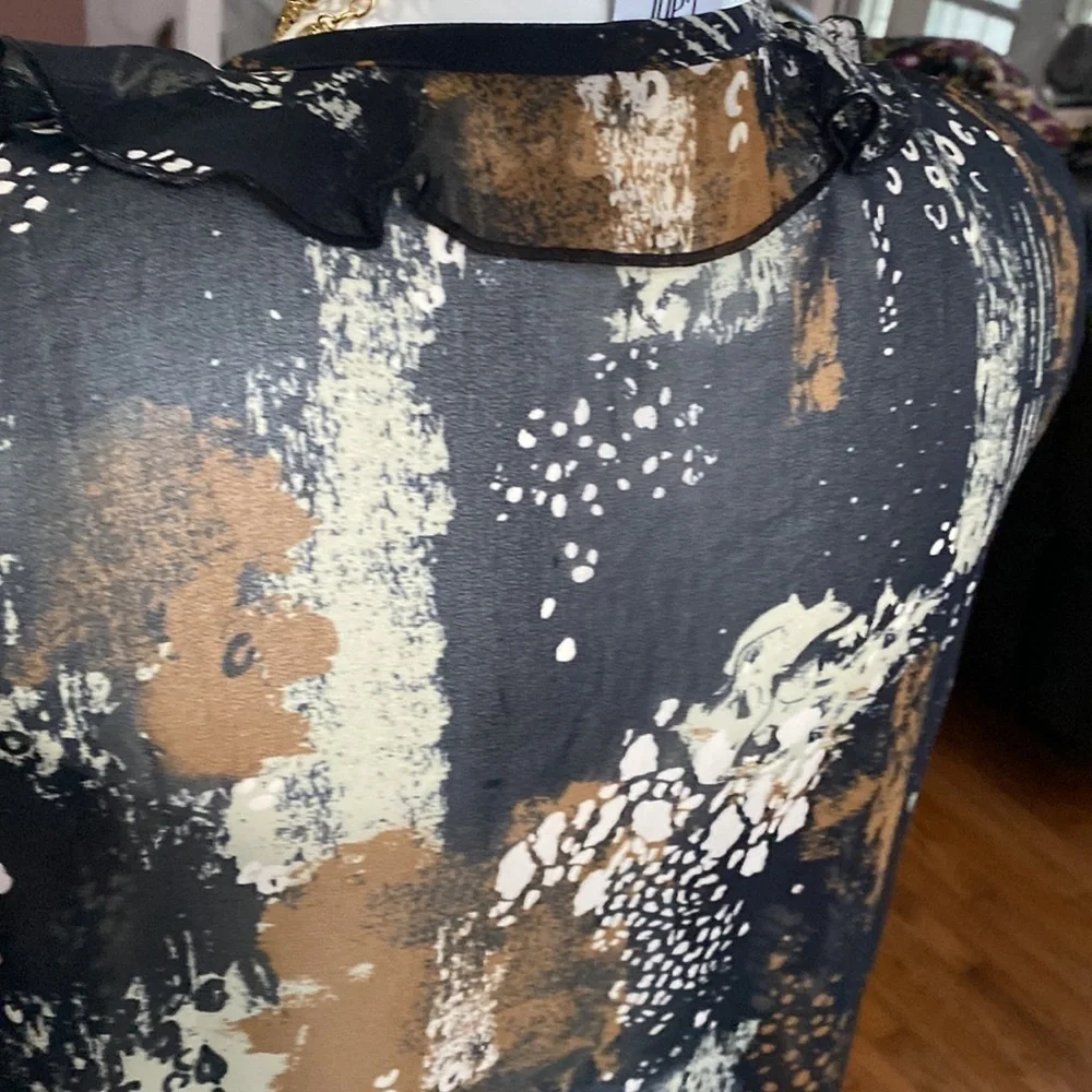 Cabi  Gray & Brown Burst Incandescent Sleeveless Top - Sz M EUC - Picture 11 of 13
